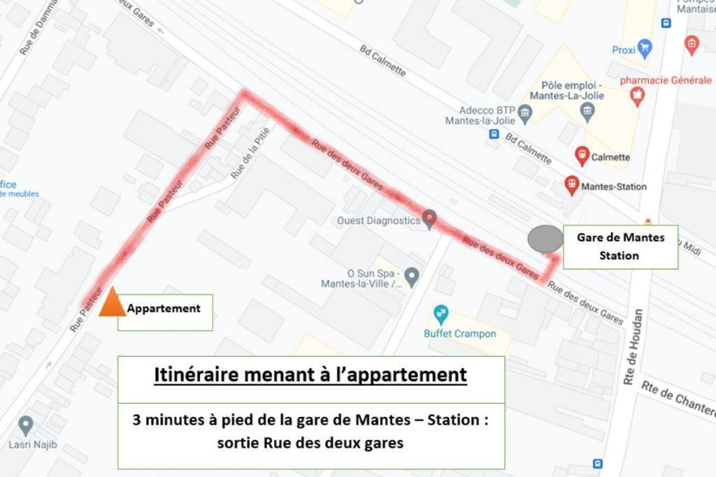 Appartement F2 De Haut Standing En Hypercentre Avec Jardin Prive A 270 M De La Gare De Mantes ! Kültér fotó